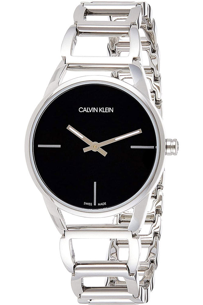 Calvin Klein Stately Black Dial Silver Steel Strap Watch for Women - K3G23121 Buy Now By Calvin Klein