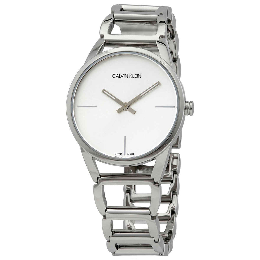 Calvin Klein Stately White Dial Silver Steel Strap Watch for Women - K3G23126 Buy Now By Calvin Klein