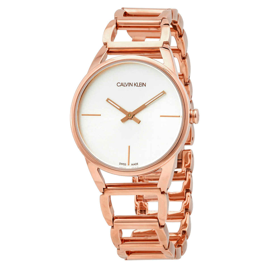 Calvin Klein Stately White Dial Rose Gold Steel Strap Watch for Women - K3G23626 Buy Now By Calvin Klein