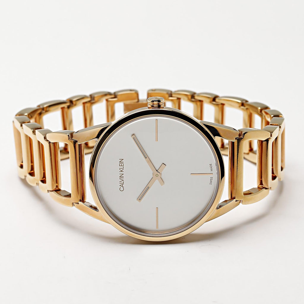 Calvin Klein Stately White Dial Rose Gold Steel Strap Watch for Women - K3G23626 Buy Now By Calvin Klein