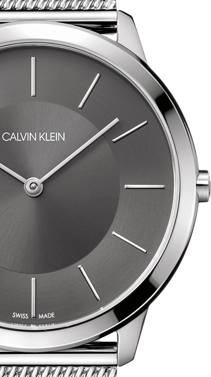 Calvin Klein Minimal Grey Dial Silver Mesh Bracelet Watch for Men - K3M51154 Buy Now By Calvin Klein