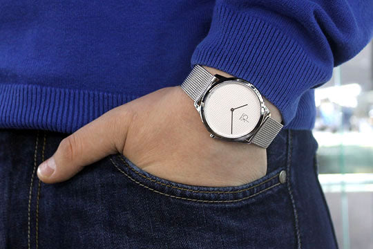 Calvin Klein Minimal White Dial Silver Mesh Bracelet Watch for Men - K3M2112Y