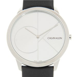 Calvin Klein Minimal Silver Dial Black Leather Strap Watch for Men - K3M211CY Buy Now By Calvin Klein