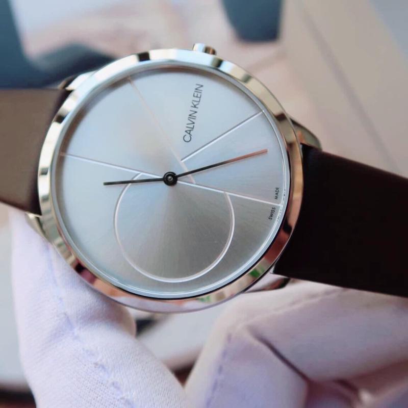 Calvin Klein Minimal Silver Dial Brown Leather Strap Watch for Men - K3M211G6 Buy Now By Calvin Klein