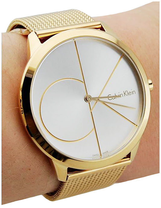 Calvin Klein Minimal White Dial Gold Mesh Bracelet Watch for Men - K3M21526 Buy Now By Calvin Klein