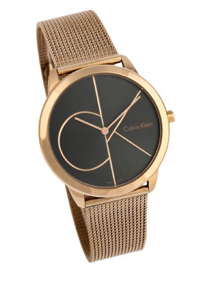 Calvin Klein Minimal Black Dial Rose Gold Mesh Bracelet Watch for Men - K3M21621 Buy Now By Calvin Klein