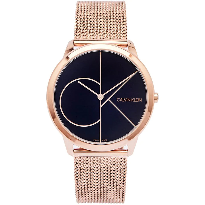 Calvin Klein Minimal Black Dial Rose Gold Mesh Bracelet Watch for Men - K3M21621 Buy Now By Calvin Klein