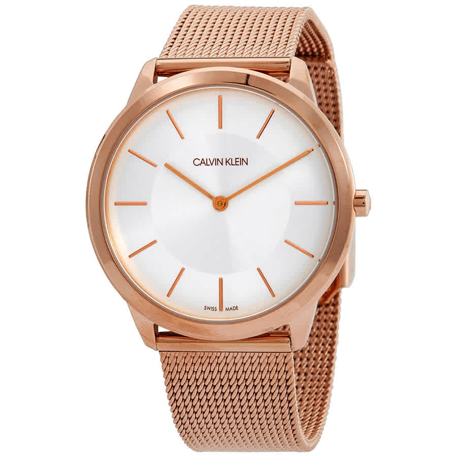 Calvin Klein Minimal White Dial Rose Gold Mesh Bracelet Watch for Men - K3M21626 Buy Now By Calvin Klein