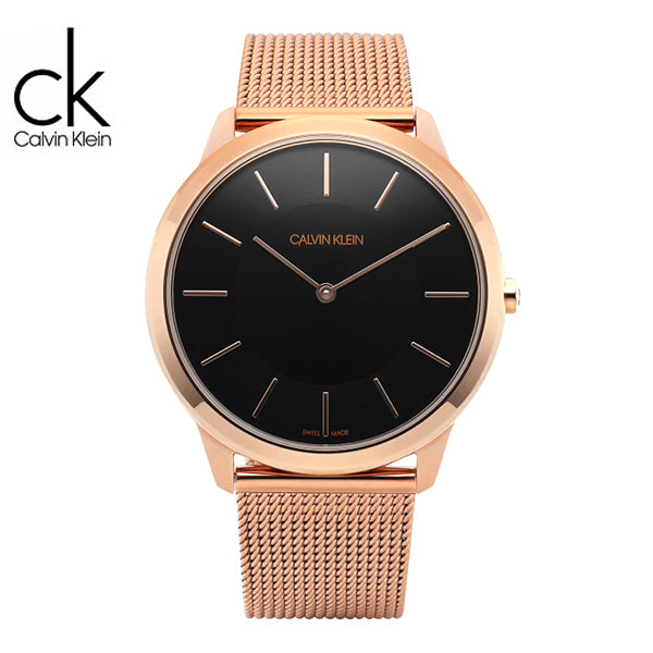 Calvin Klein Minimal Black Dial Rose Gold Mesh Bracelet Watch for Men - K3M2162Y Buy Now By Calvin Klein