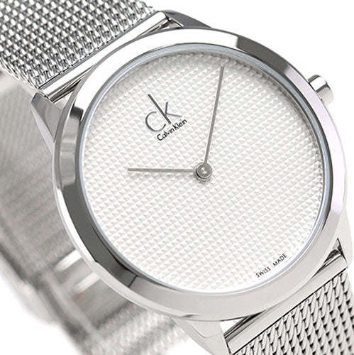 Calvin Klein Minimal White Dial Silver Mesh Bracelet Watch for Women - K3M2212Y Buy Now By Calvin Klein