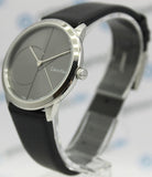 Calvin Klein Minimal Grey Dial Black Leather Strap Watch for Men - K3M221C3 Buy Now By Calvin Klein