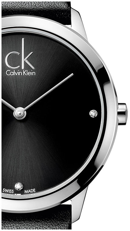 Calvin Klein Minimal Black Dial Black Leather Strap Watch for Men - K3M221CS Buy Now By Calvin Klein