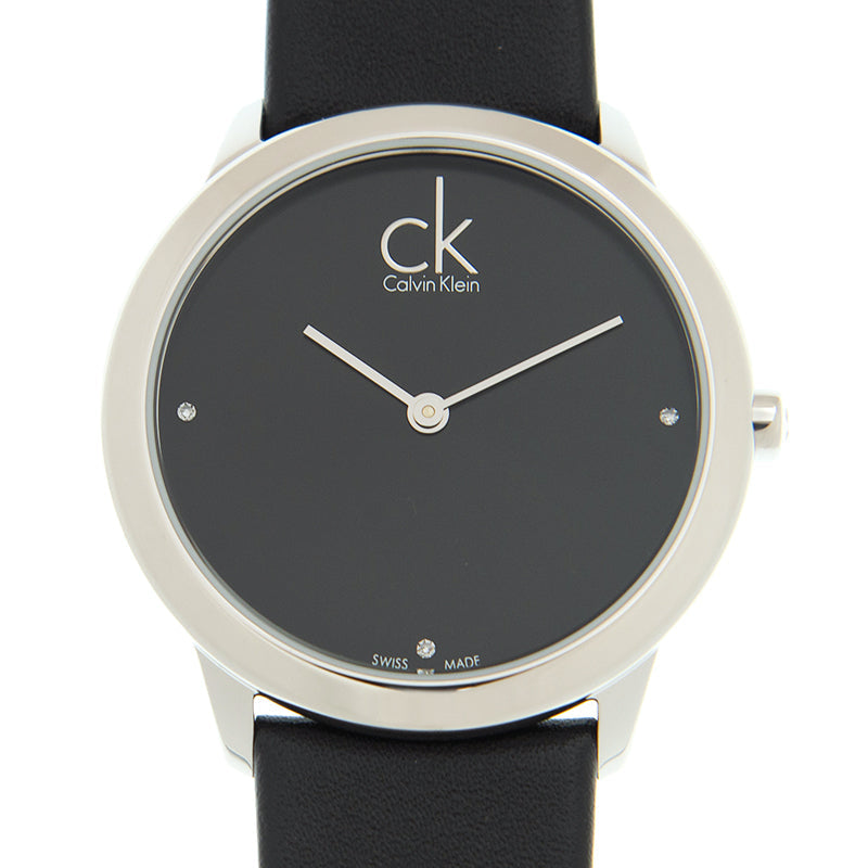 Calvin Klein Minimal Black Dial Black Leather Strap Watch for Men - K3M221CS Buy Now By Calvin Klein
