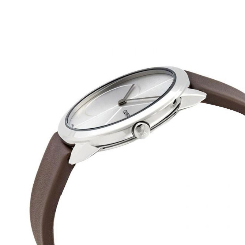 Calvin Klein Minimal Silver Dial Brown Leather Strap Watch for Men - K3M221G6 Buy Now By Calvin Klein