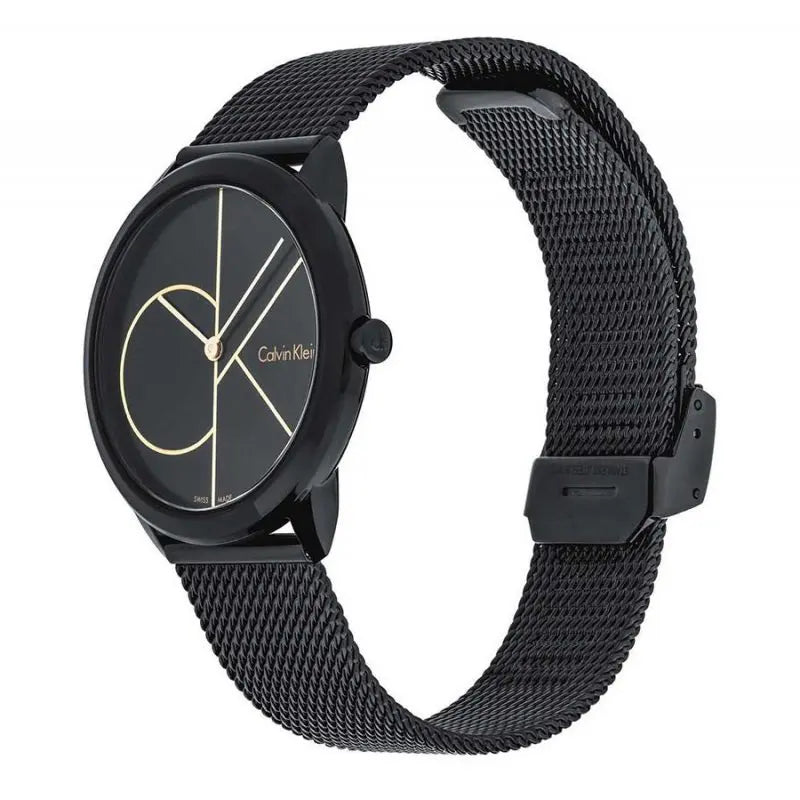 Calvin Klein Minimal Black Dial Black Mesh Bracelet Watch for Women - K3M524B1 Buy Now By Calvin Klein
