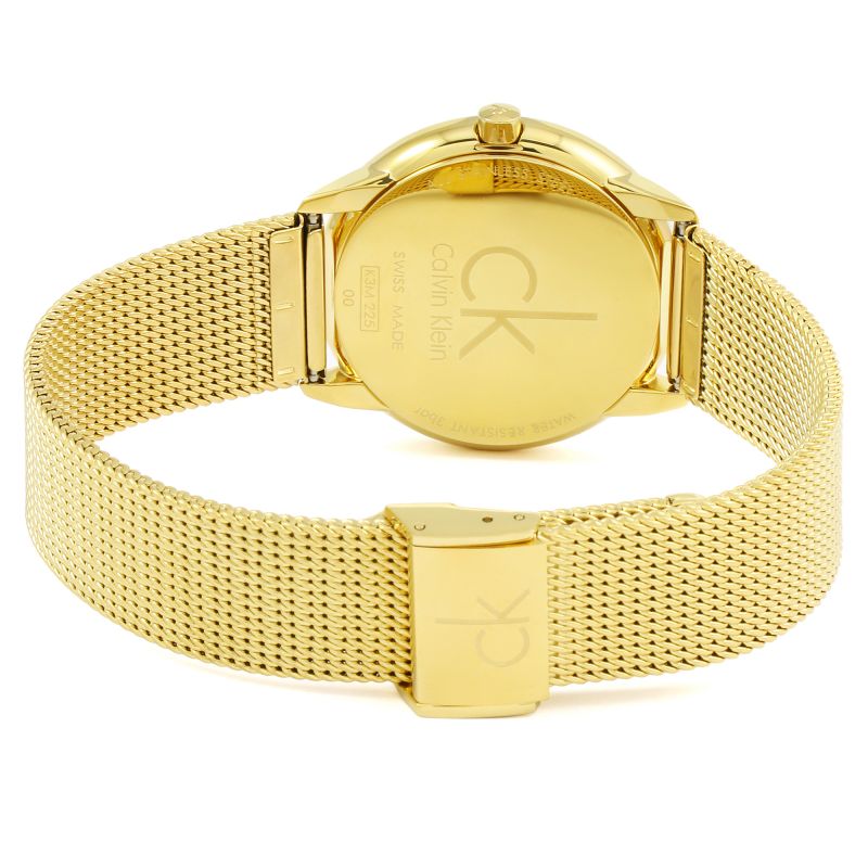 Calvin Klein Minimal Silver Dial Gold Mesh Bracelet Watch for Women - K3M22526 Buy Now By Calvin Klein