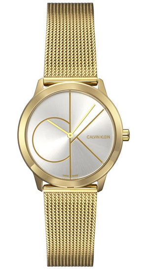 Calvin Klein Minimal Silver Dial Gold Mesh Bracelet Watch for Women - K3M22526 Buy Now By Calvin Klein