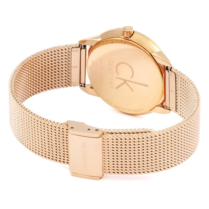 Calvin Klein Minimal Black Dial Rose Gold Mesh Bracelet Watch for Men - K3M22621 Buy Now By Calvin Klein