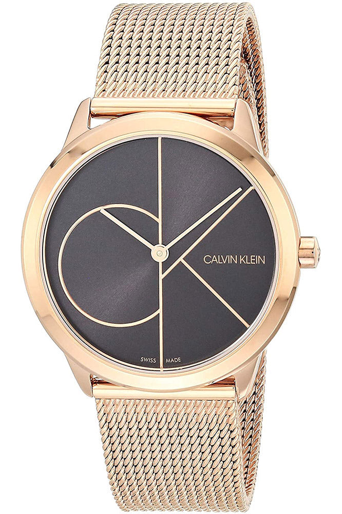 Calvin Klein Minimal Black Dial Rose Gold Mesh Bracelet Watch for Men - K3M22621 Buy Now By Calvin Klein