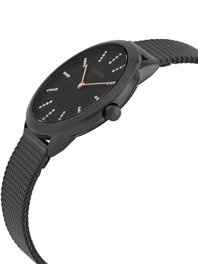 Calvin Klein Minimal Diamonds Black Dial Black Mesh Bracelet Watch for Women - K3M22X2X Buy Now By Calvin Klein