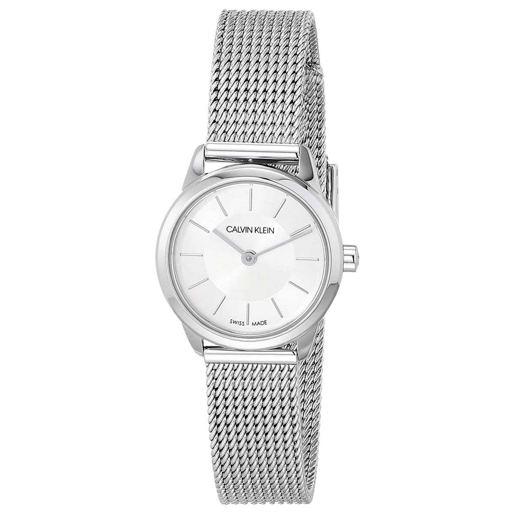 Calvin Klein Minimal White Dial Silver Mesh Bracelet Watch for Women - K3M23126 Buy Now By Calvin Klein