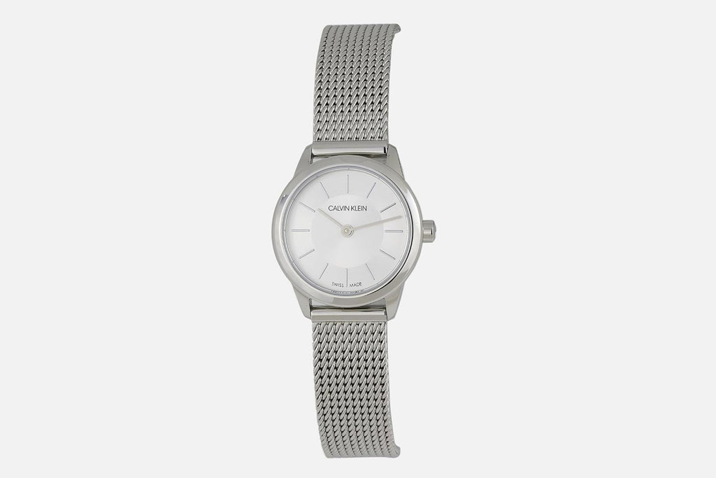 Calvin Klein Minimal White Dial Silver Mesh Bracelet Watch for Women - K3M23126 Buy Now By Calvin Klein