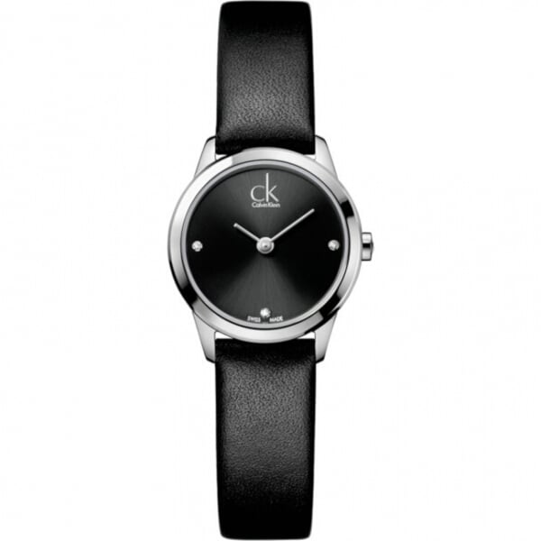 Calvin Klein Minimal Black Dial Black Leather Strap Watch for Women - K3M231CS Buy Now By Calvin Klein