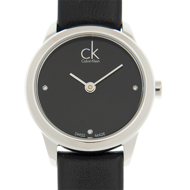 Calvin Klein Minimal Black Dial Black Leather Strap Watch for Women - K3M231CS Buy Now By Calvin Klein