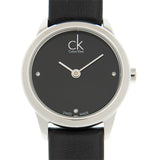 Calvin Klein Minimal Black Dial Black Leather Strap Watch for Women - K3M231CS Buy Now By Calvin Klein
