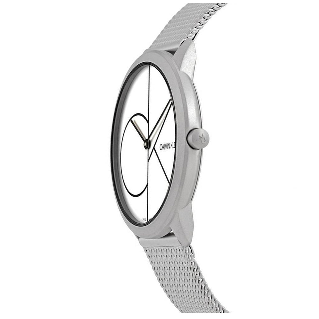 Calvin Klein Minimal White Dial Silver Mesh Bracelet Watch for Women - K3M5215X Buy Now By Calvin Klein