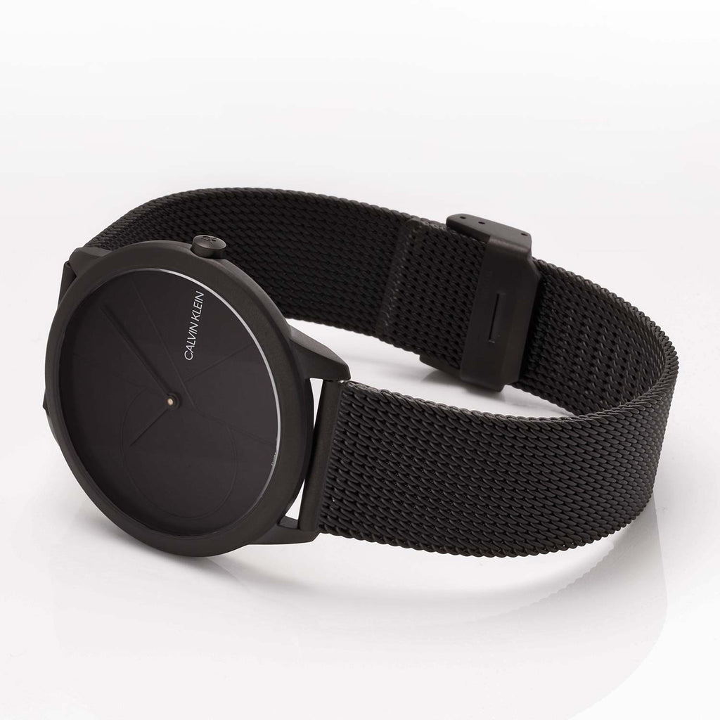 Calvin Klein Minimal Black Dial Black Mesh Bracelet Watch for Men - K3M514B1 Buy Now By Calvin Klein