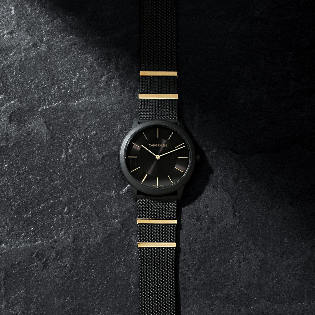 Calvin Klein Minimal Black Dial Black Steel Strap Watch For Men - K3M524Z1 Buy Now By Calvin Klein