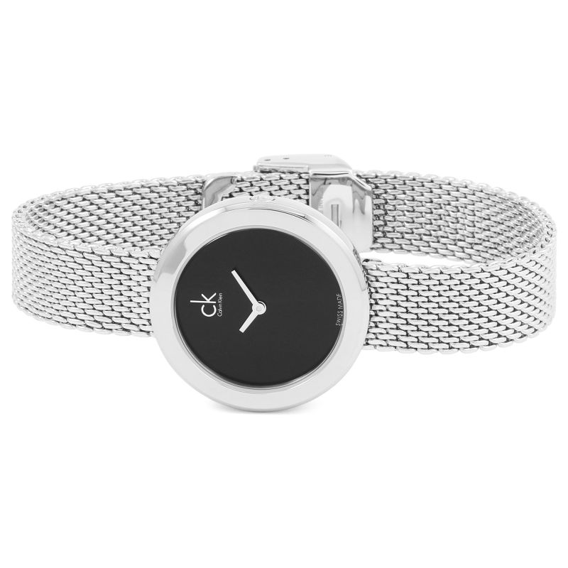 Calvin Klein Firm Black Dial Silver Mesh Bracelet Watch for Women - K3N23121 Buy Now By Calvin Klein