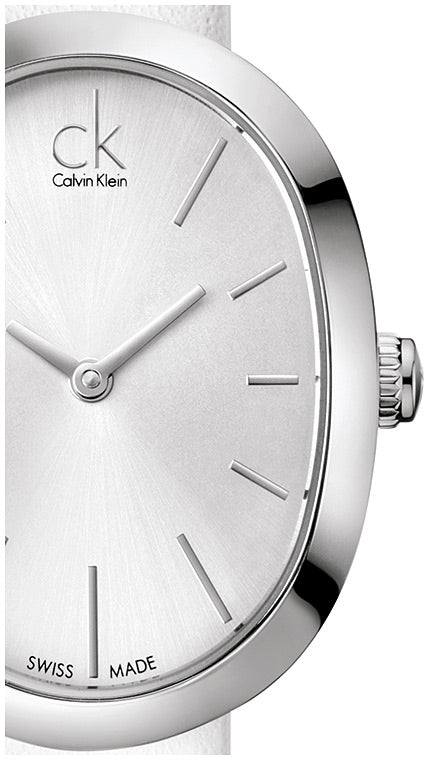 Calvin Klein Incentive White Dial White Leather Strap Watch for Women - K3P231L6 Buy Now By Calvin Klein