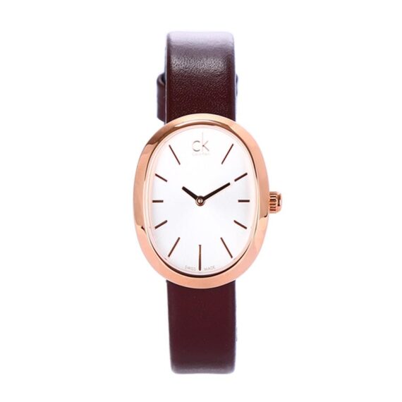 Calvin Klein Incentive White Dial Brown Leather Strap Watch for Women - K3P236G6 Buy Now By Calvin Klein