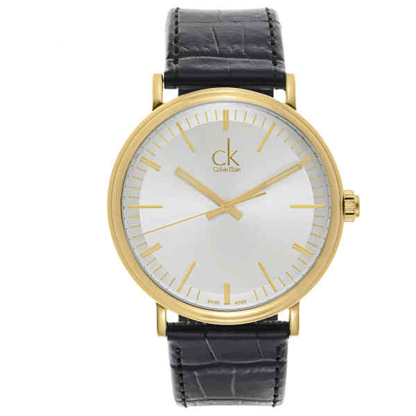 Calvin Klein Surround Silver Dial Black Leather Strap Watch for Men - K3W215C6 Buy Now By Calvin Klein