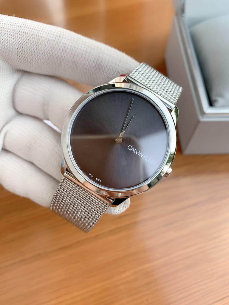 Calvin Klein Minimal Grey Dial Silver Mesh Bracelet Watch for Men - K3M211Y3 Buy Now By Calvin Klein