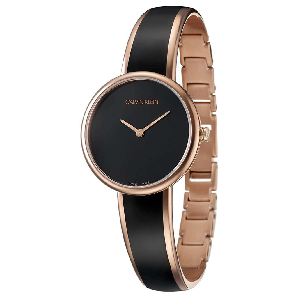 Calvin Klein Seduce Black Dial Two Tone Steel Strap Watch for Women - K4E2N611 Buy Now By Calvin Klein