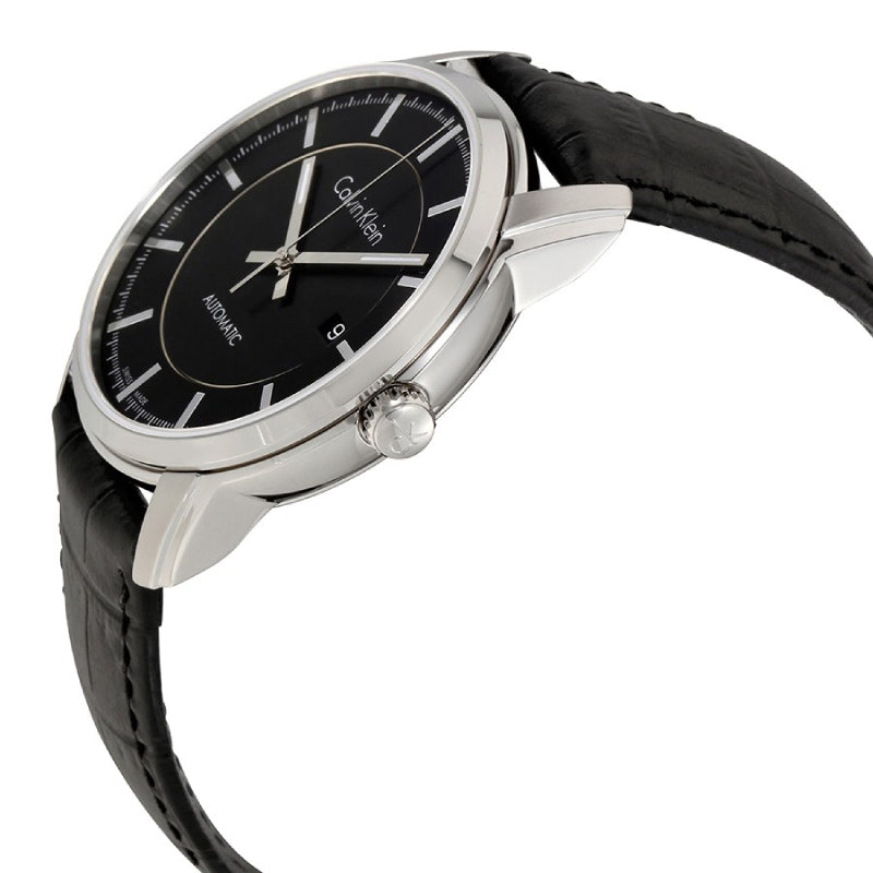 Calvin Klein Infinity Automatic Black Dial Black Leather Strap Watch for Men - K5S341C1 Buy Now By Calvin Klein