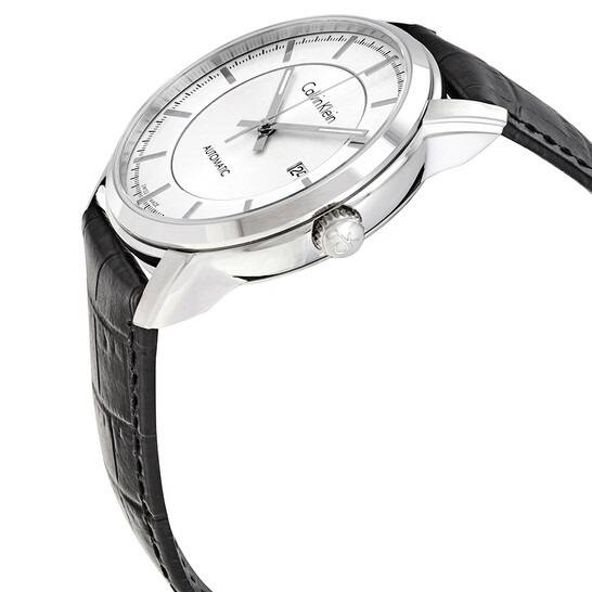 Calvin Klein Infinity Silver Dial Black Leather Strap Watch for Men - K5S341C6 Buy Now By Calvin Klein