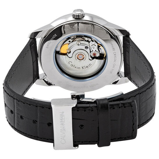 Calvin Klein Infinity Silver Dial Black Leather Strap Watch for Men - K5S341C6 Buy Now By Calvin Klein