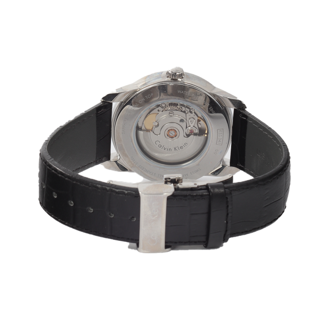 Calvin Klein Infinity Silver Dial Black Leather Strap Watch for Men - K5S341C6 Buy Now By Calvin Klein