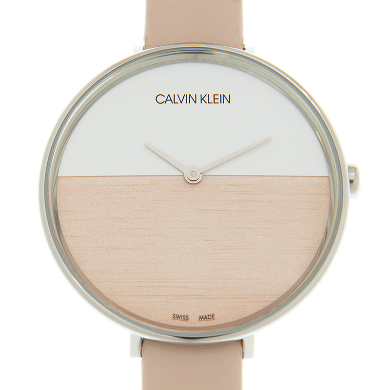 Calvin Klein Rise White Beige Dial Beige Leather Strap Watch for Women - K7A231XH Buy Now By Calvin Klein