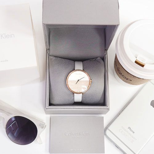 Calvin Klein Rise White Dial White Leather Strap Watch for Women - K7A236LH Buy Now By Calvin Klein