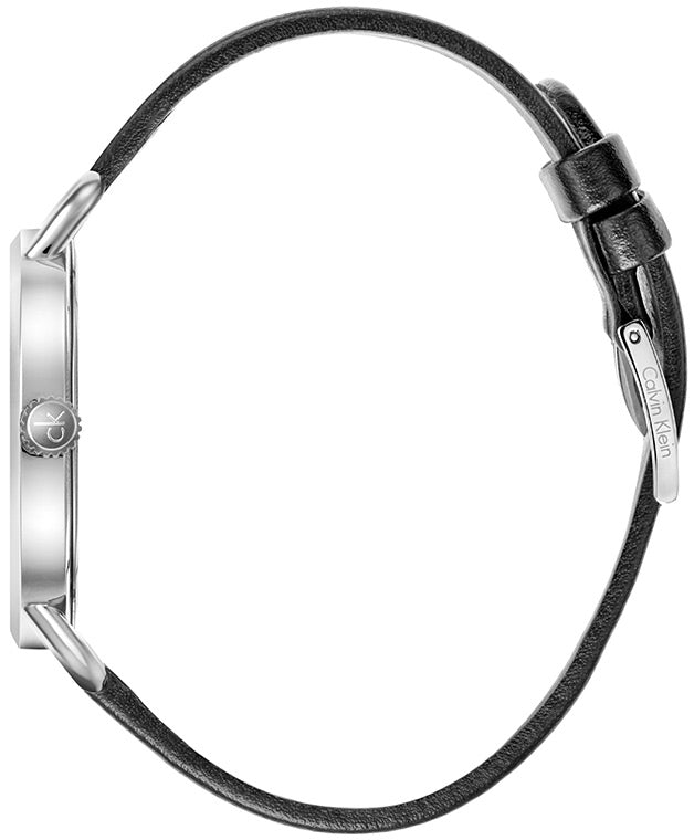 Calvin Klein Even Silver Dial Black Leather Strap Watch for Men - K7B211CY Buy Now By Calvin Klein