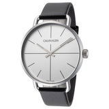 Calvin Klein Even Silver Dial Black Leather Strap Watch for Men - K7B211CY Buy Now By Calvin Klein