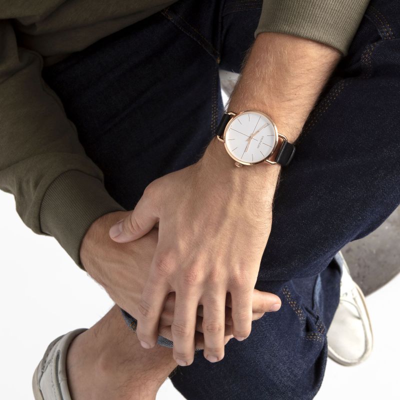 Calvin Klein Even White Dial Black Leather Strap Watch for Women - K7B216C6 Buy Now By Calvin Klein