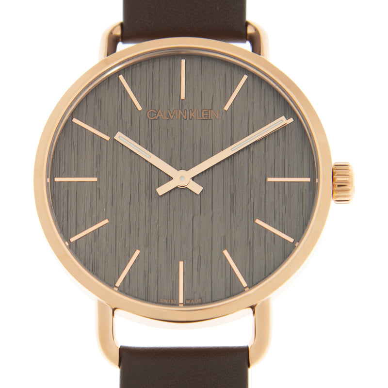 Calvin Klein Even Grey Dial Brown Leather Strap Watch for Women - K7B216G3 Buy Now By Calvin Klein