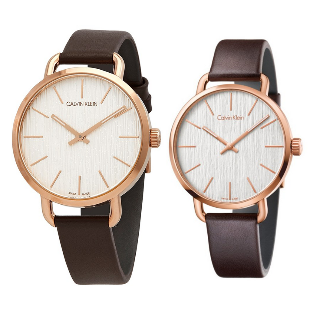 Calvin Klein Even White Dial Brown Leather Strap Watch for Women - K7B236G6 Buy Now By Calvin Klein