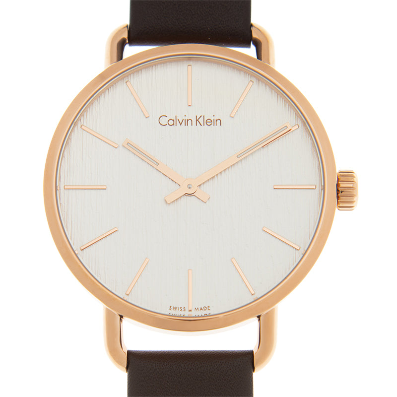 Calvin Klein Even Silver Dial Brown Leather Strap Watch for Men - K7B216G6 Buy Now By Calvin Klein